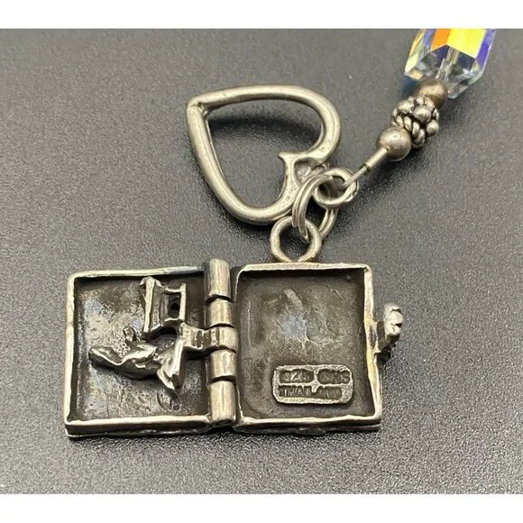 AB Crystal Cube Bracelet Bible Locket Charm Opens Mary Baby Jesus 925 Silver 7.5 - Picture 2 of 11